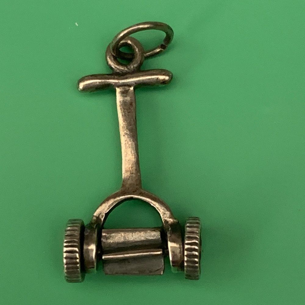 .925 Lawnmower Vintage Push Mower Sterling Silver Jewelry Charm
